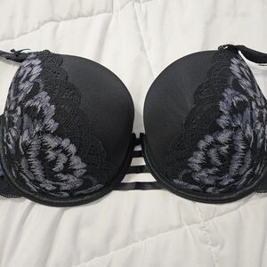 Cacique Black and Purple Lace Bra